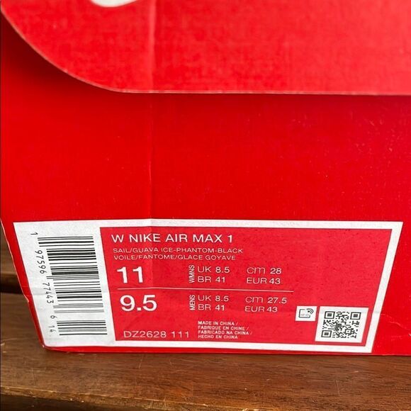 Nike Air Max 1 Sail/Guava Ice USA Women Size 11/UK 8.5/EU 43(DZ2628-111) - Picture 10 of 11